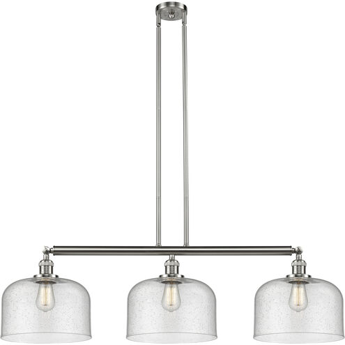 Franklin Restoration X-Large Bell LED 42 inch Brushed Satin Nickel Island Light Ceiling Light in Seedy Glass, Franklin Restoration