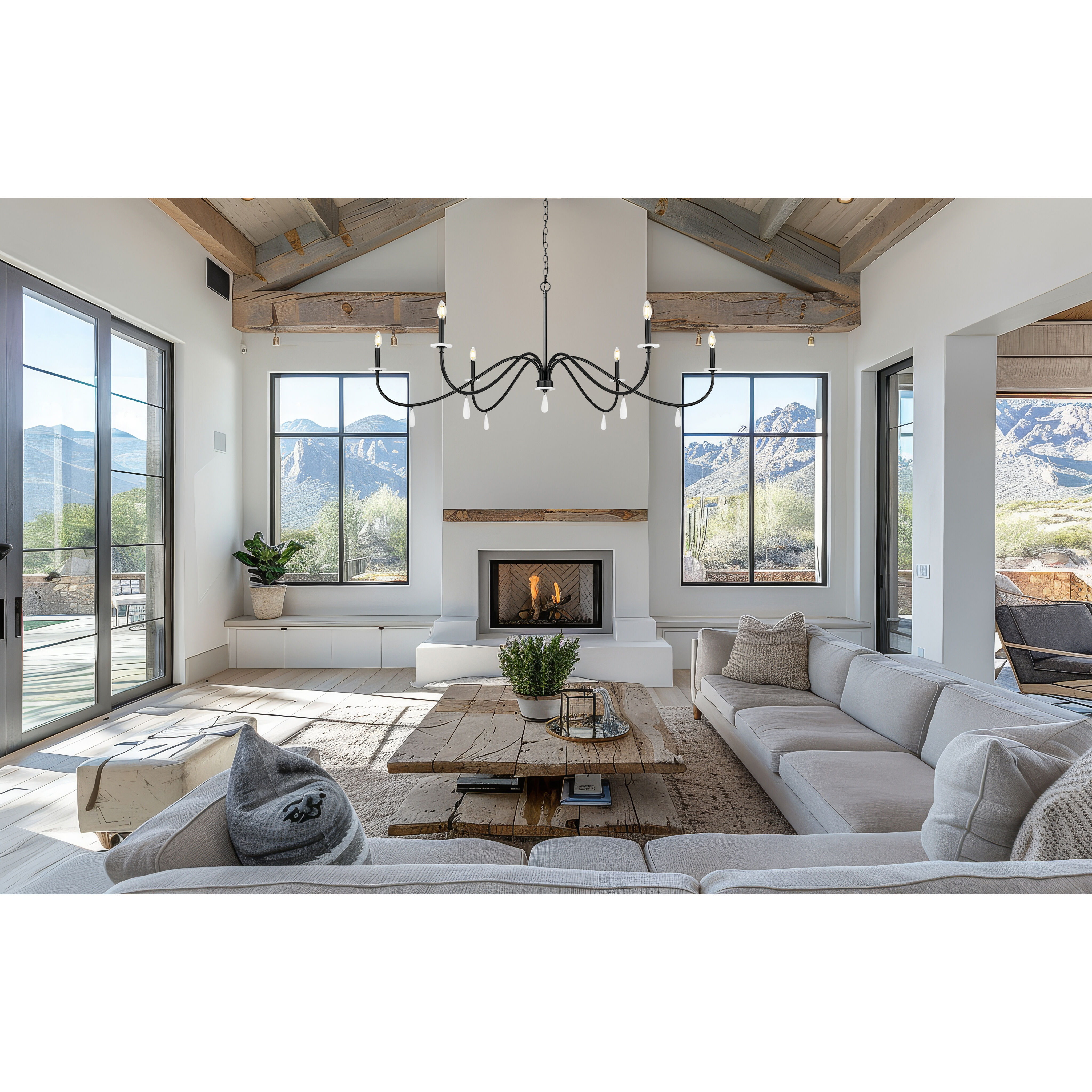 Toussant 6 Light 63 inch Matte Black Chandelier Ceiling Light