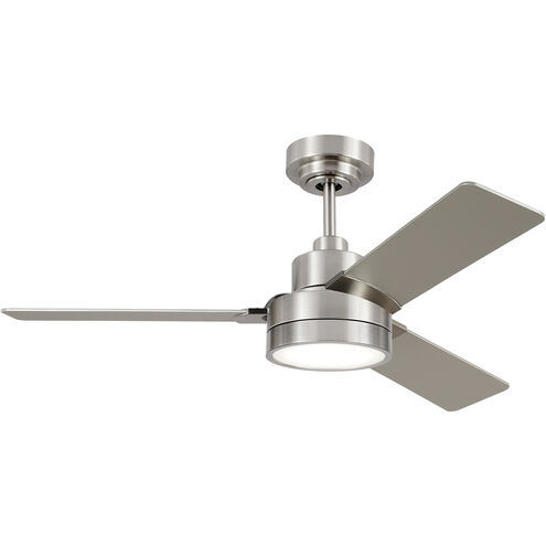 Jovie 44 LED 44 inch Brushed Steel with Silver/American Walnut reversible blades Indoor/Outdoor Ceiling Fan