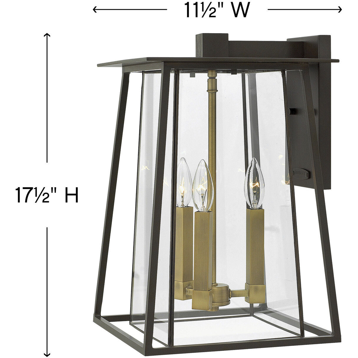 Walker LED 18 inch Buckeye Bronze with Heritage Brass Outdoor Wall Mount Lantern, Large