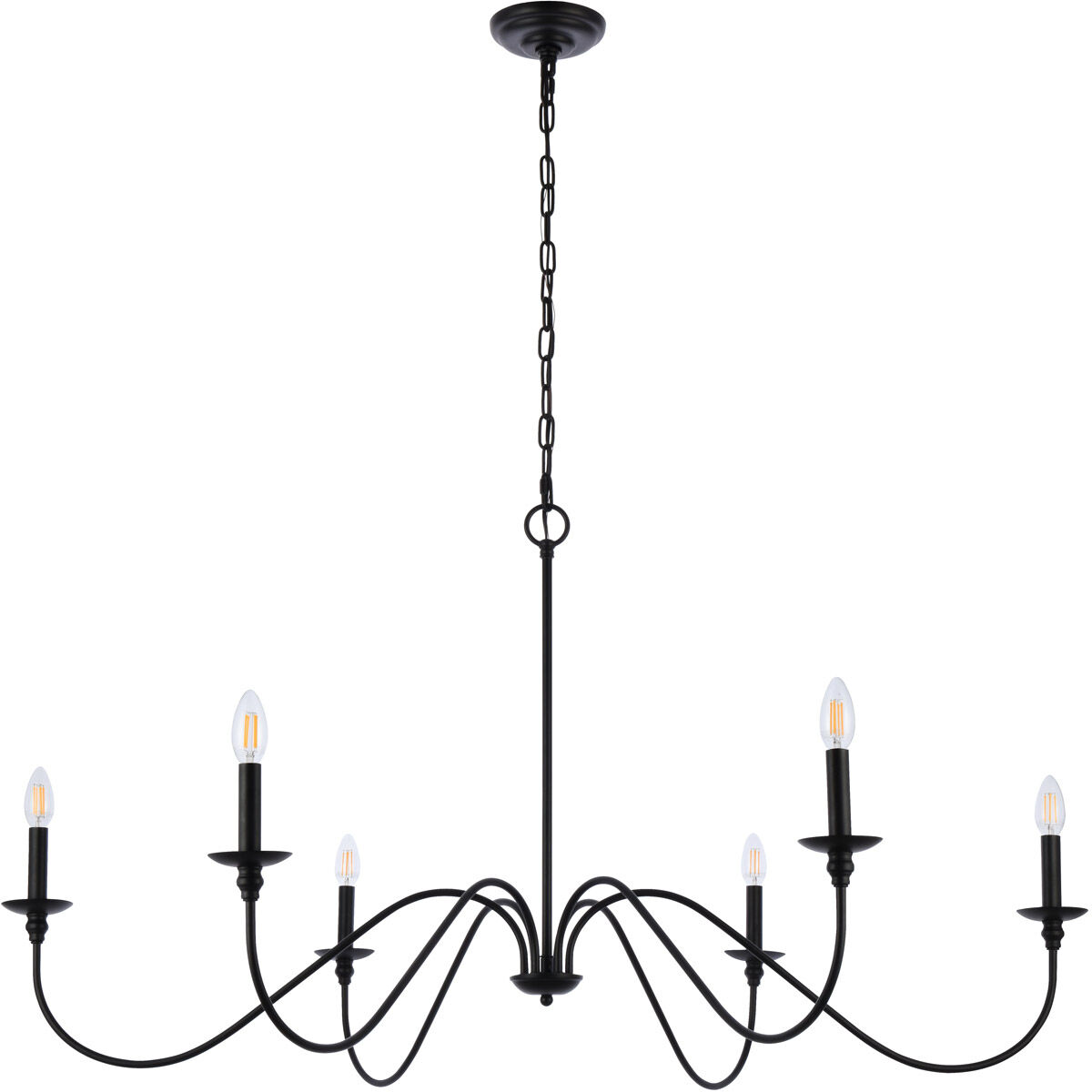 Rohan 6 Light 48 inch Matte Black Chandelier Ceiling Light