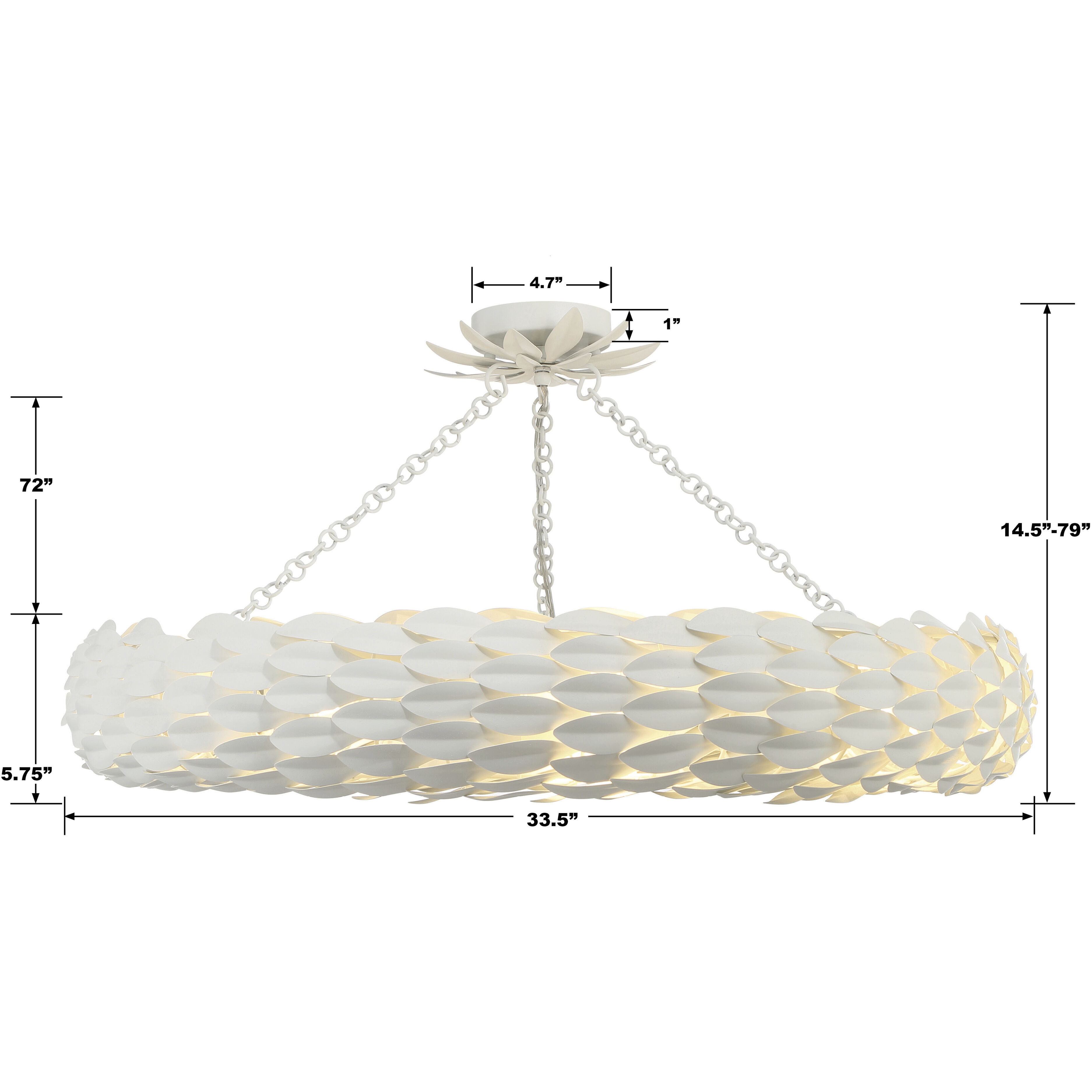 Broche 8 Light 33.5 inch Matte White Semi Flush Ceiling Light