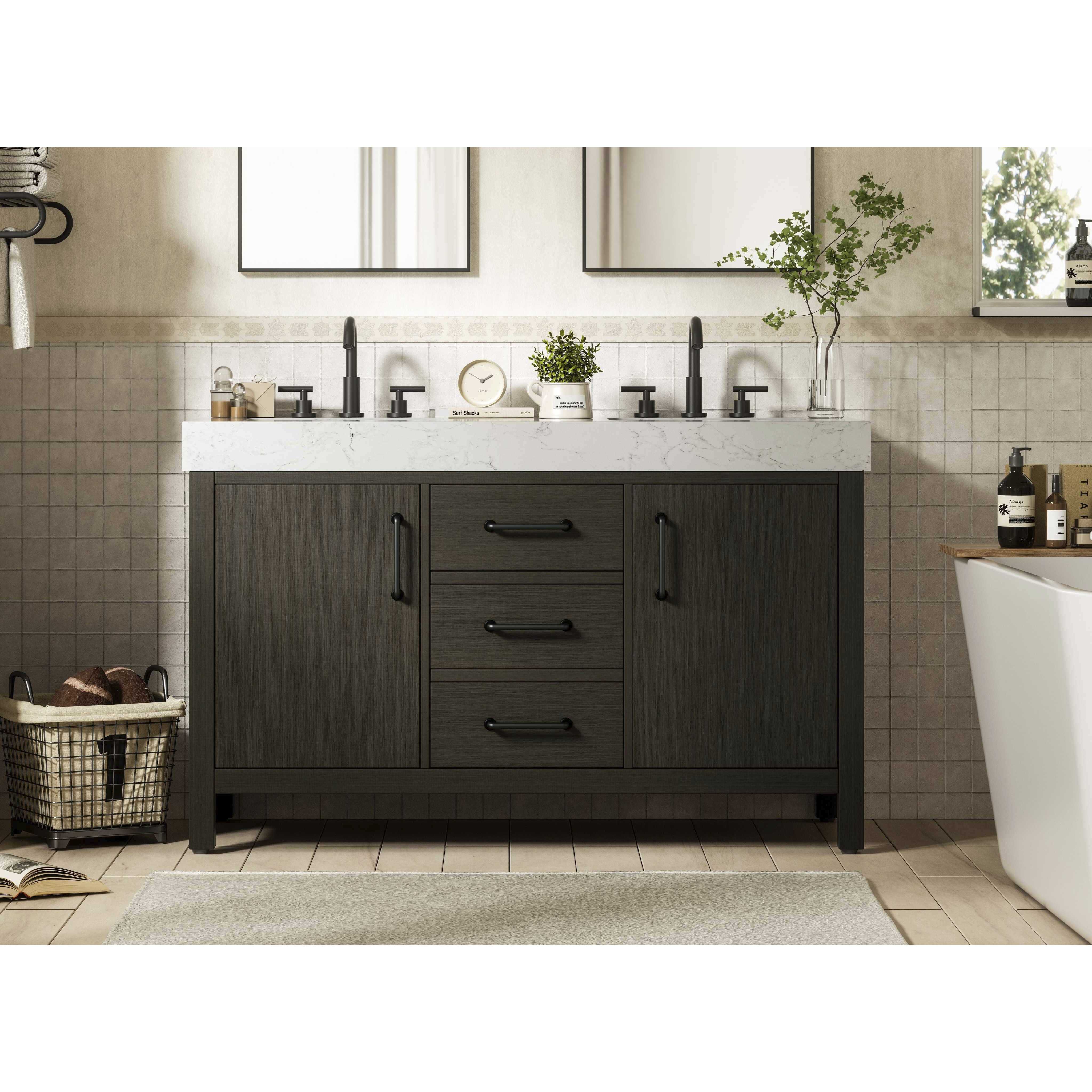 Nathan 54 X 34 inch Mocha Brown Bathroom Vanity Cabinet