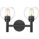Sutton 2 Light 15.75 inch Matte Black Vanity Wall Light