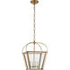 Chapman & Myers Riverside 4 Light 13.75 inch Antique-Burnished Brass Square Lantern Pendant Ceiling Light, Small