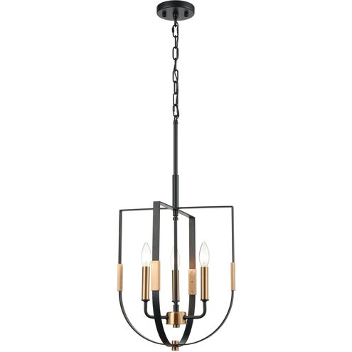 Heathrow 3 Light 14 inch Matte Black with Satin Brass Pendant Ceiling Light