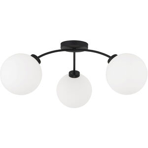 Amos 3 Light 28 inch Black Iron Semi-Flush Mount Ceiling Light