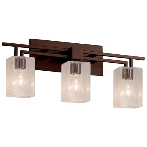 Fusion 3 Light 26 inch Dark Bronze Bath Bar Wall Light in Square with Flat Rim, Incandescent, Seeded Fusion