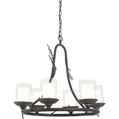 Ponderosa Ridge 6 Light 28 inch Weathered Spruce/Silver Highlights Chandelier Ceiling Light
