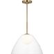 Drew & Jonathan Suma 1 Light 16 inch Satin Brass Pendant Ceiling Light, Medium