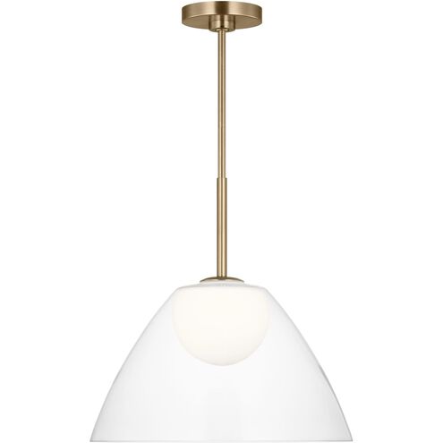 Drew & Jonathan Suma 1 Light 16 inch Satin Brass Pendant Ceiling Light, Medium