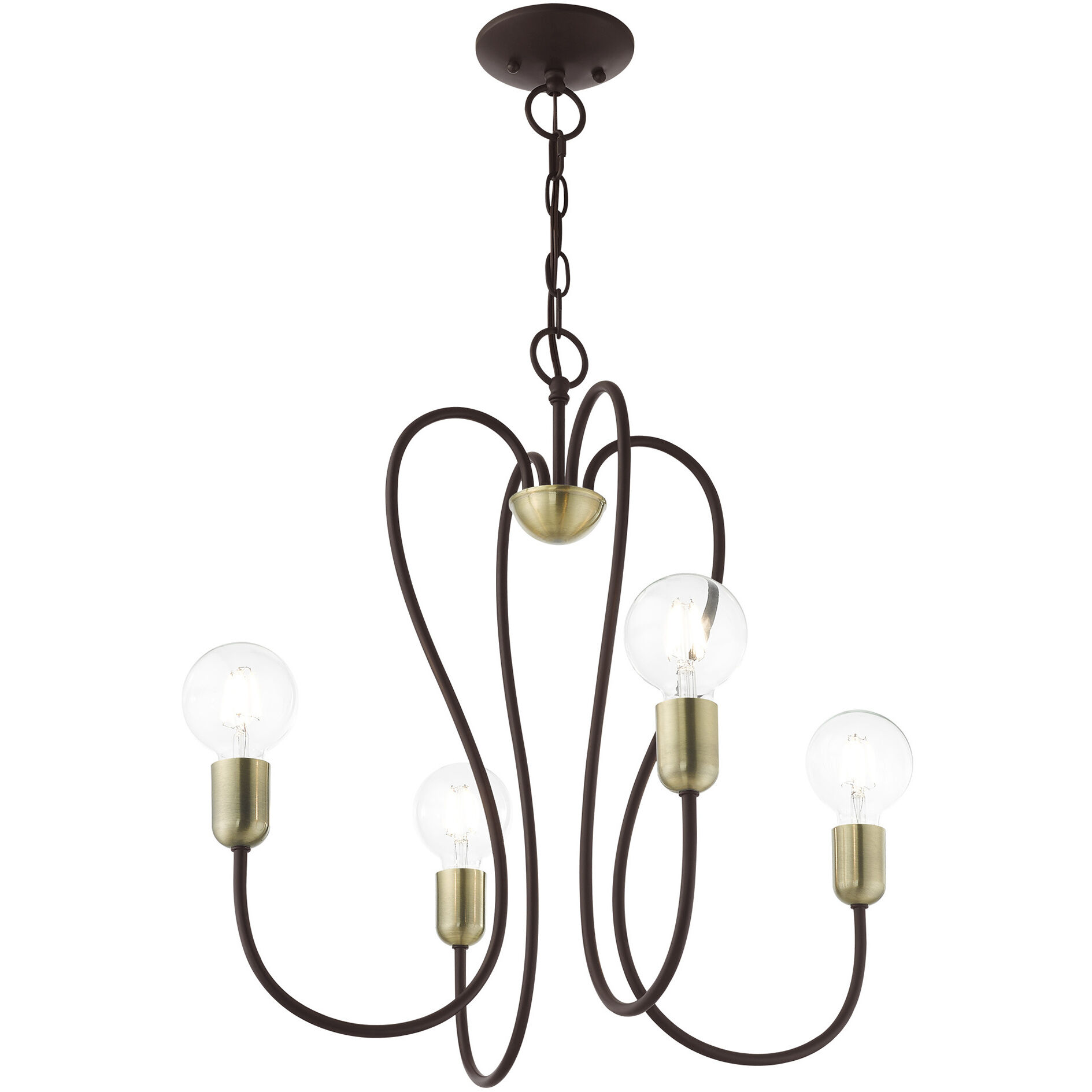 Lucerne 4 Light 20 inch Bronze with Antique Brass Accents Chandelier Ceiling Light