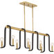 Archway 8 Light 38 inch Matte Black with Warm Brass Linear Chandelier Ceiling Light