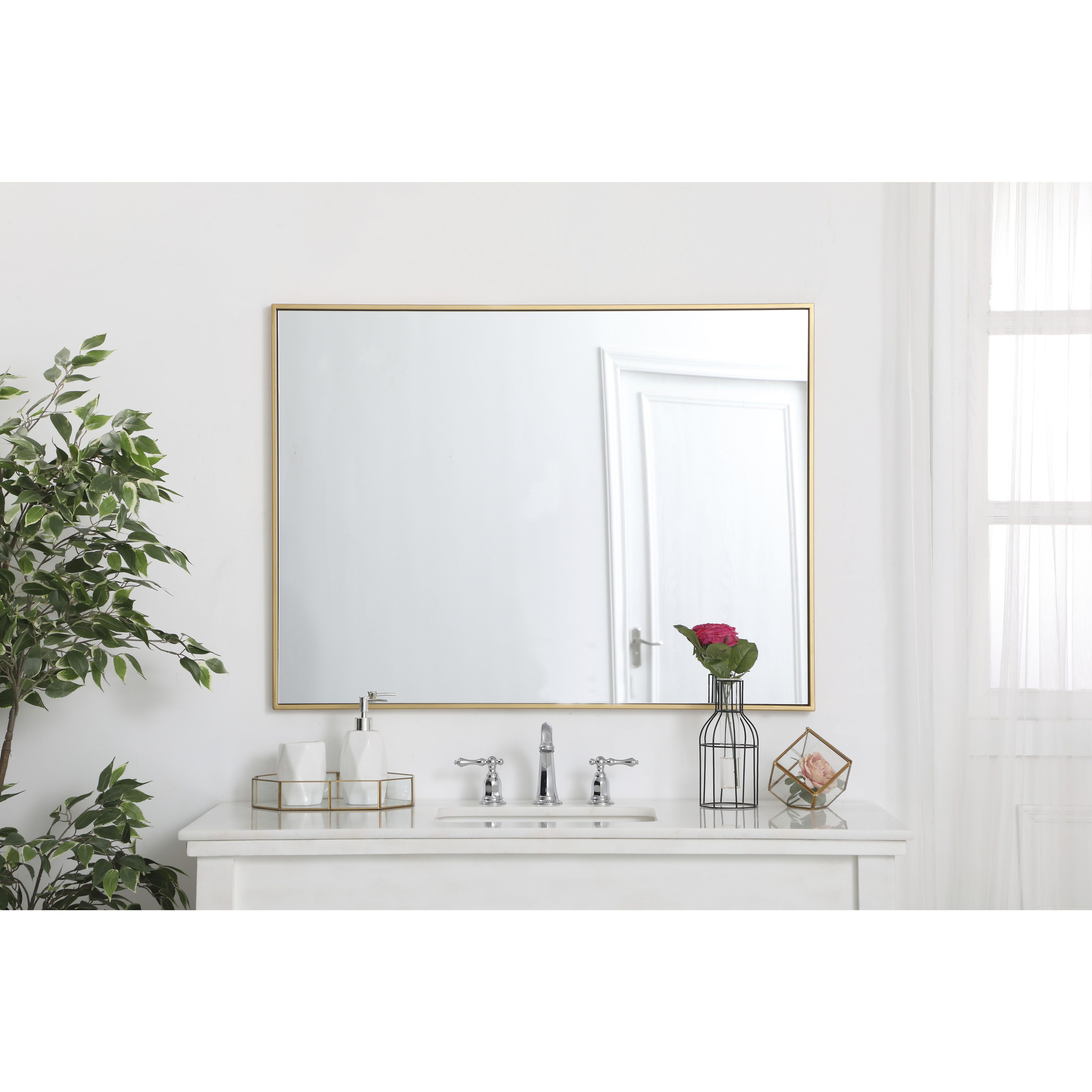 Monet 40 X 30 inch Brass Wall Mirror