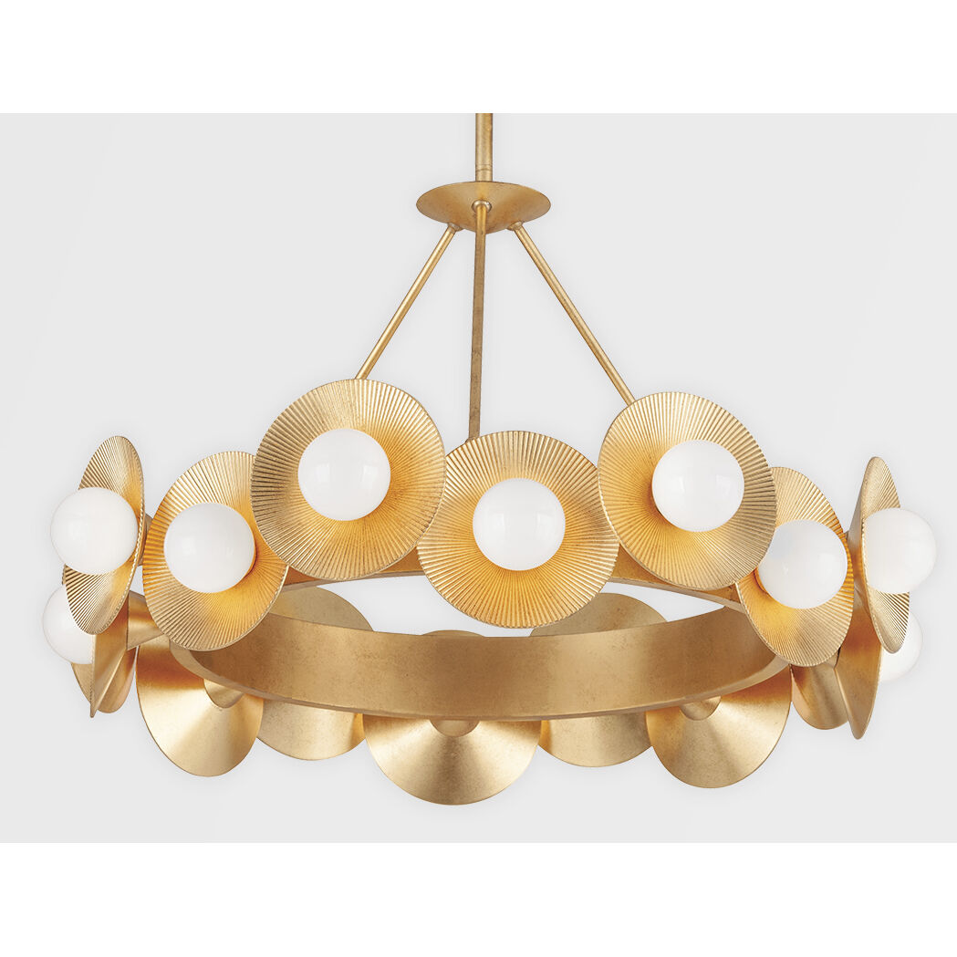 Emerald 16 Light 32 inch Vintage Gold Leaf Chandelier Ceiling Light