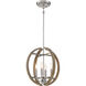 Country Estates 4 Light 17 inch Sun Faded Wood/Brushed Nickel Pendant Ceiling Light