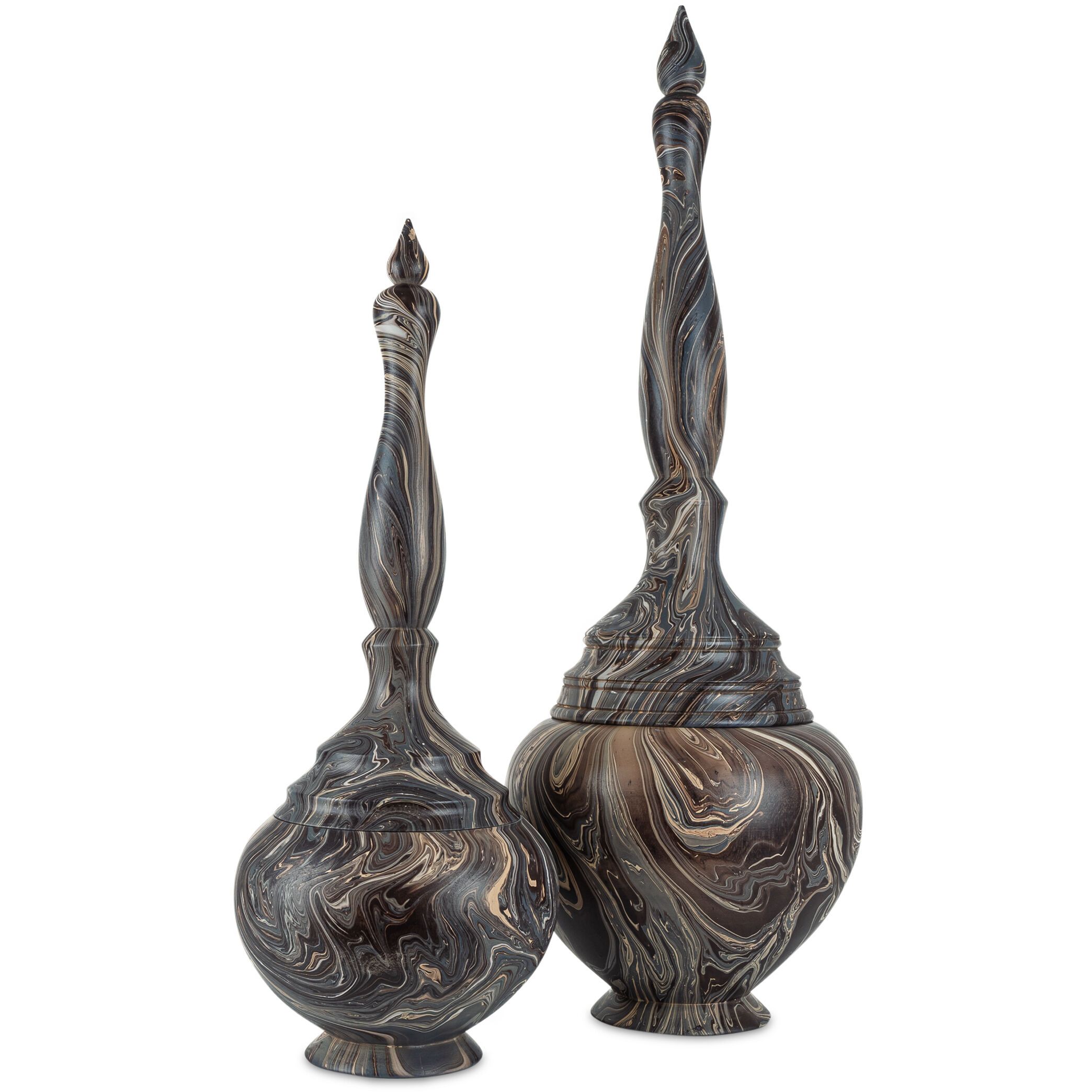 Marbleized Marbleized Brown Turret Box, Tall