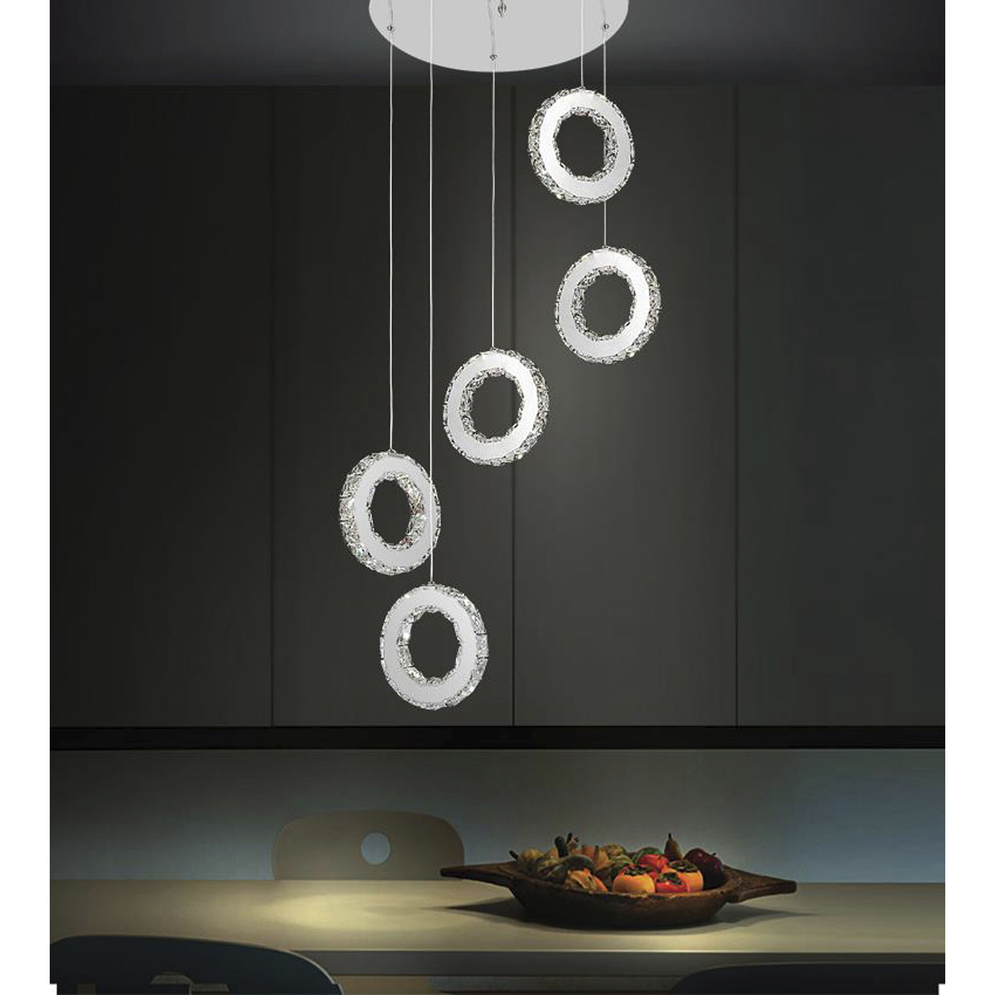 Ring LED 20 inch Chrome Multi Light Pendant Ceiling Light
