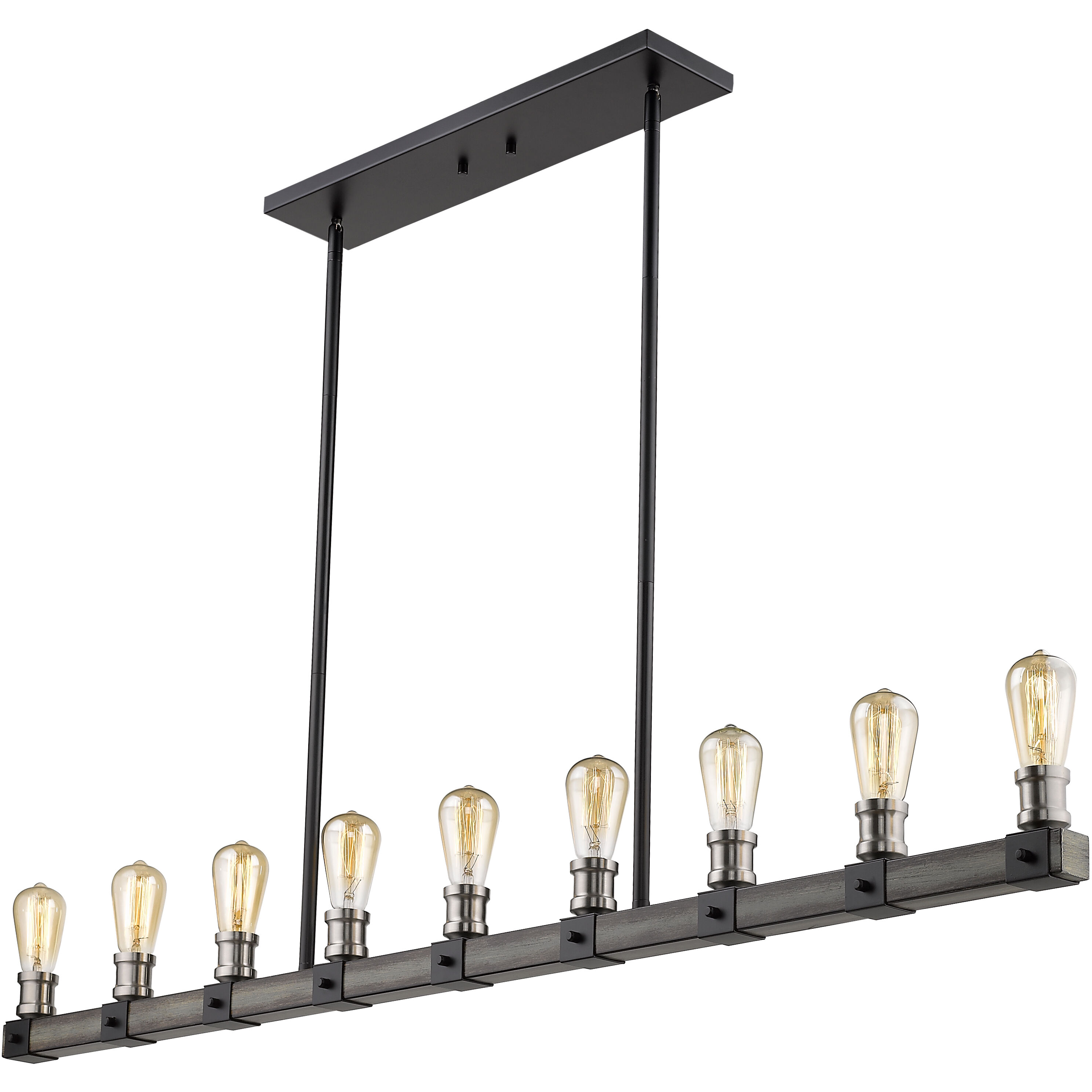 Kirkland 9 Light 56 inch Ashen Barnboard Linear Chandelier Ceiling Light