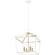 Mavonshire 4 Light 22 inch White and Aged Gold Brass Chandelier Ceiling Light