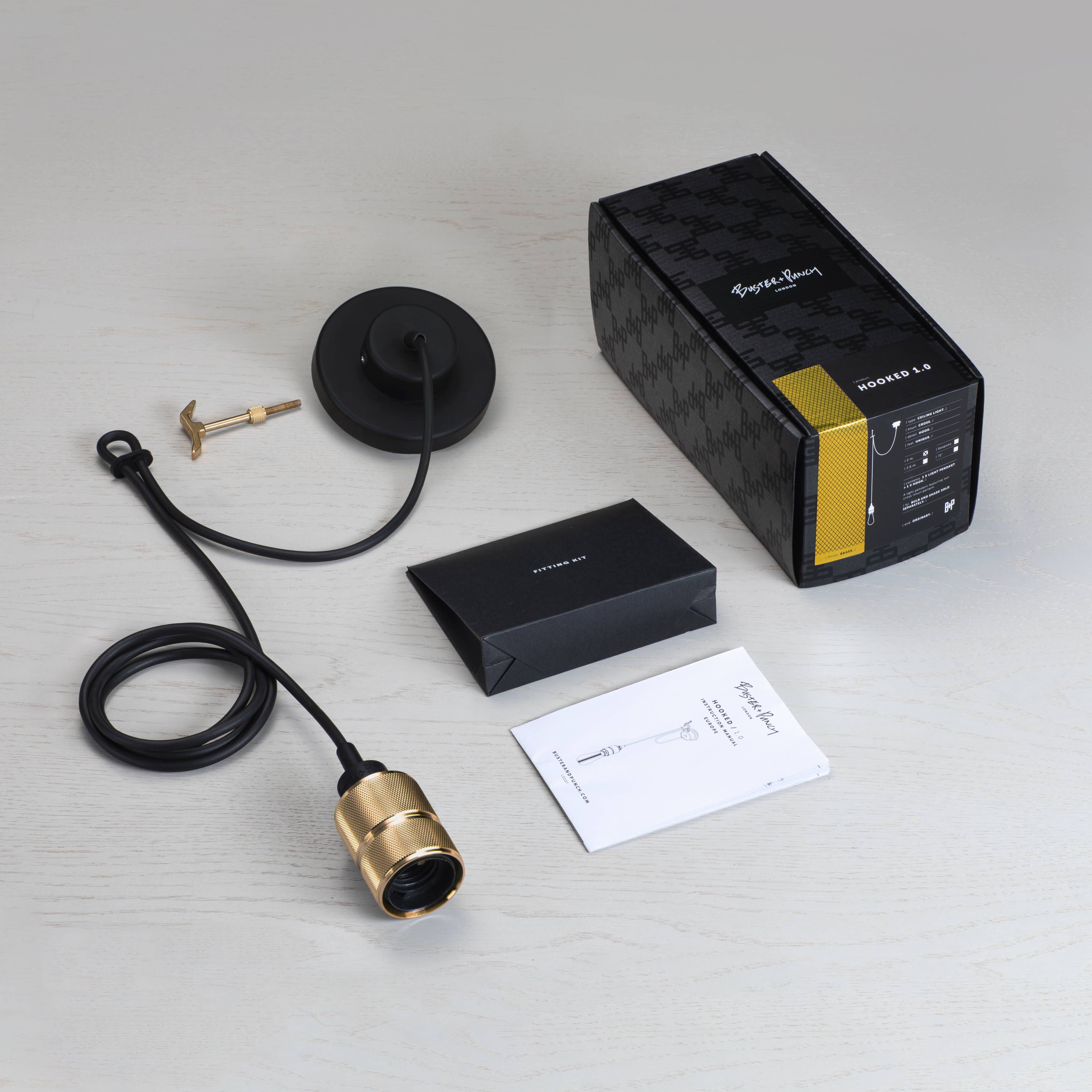 Hooked 1.0 LED 8.27 inch Graphite / Brass Pendant Ceiling Light