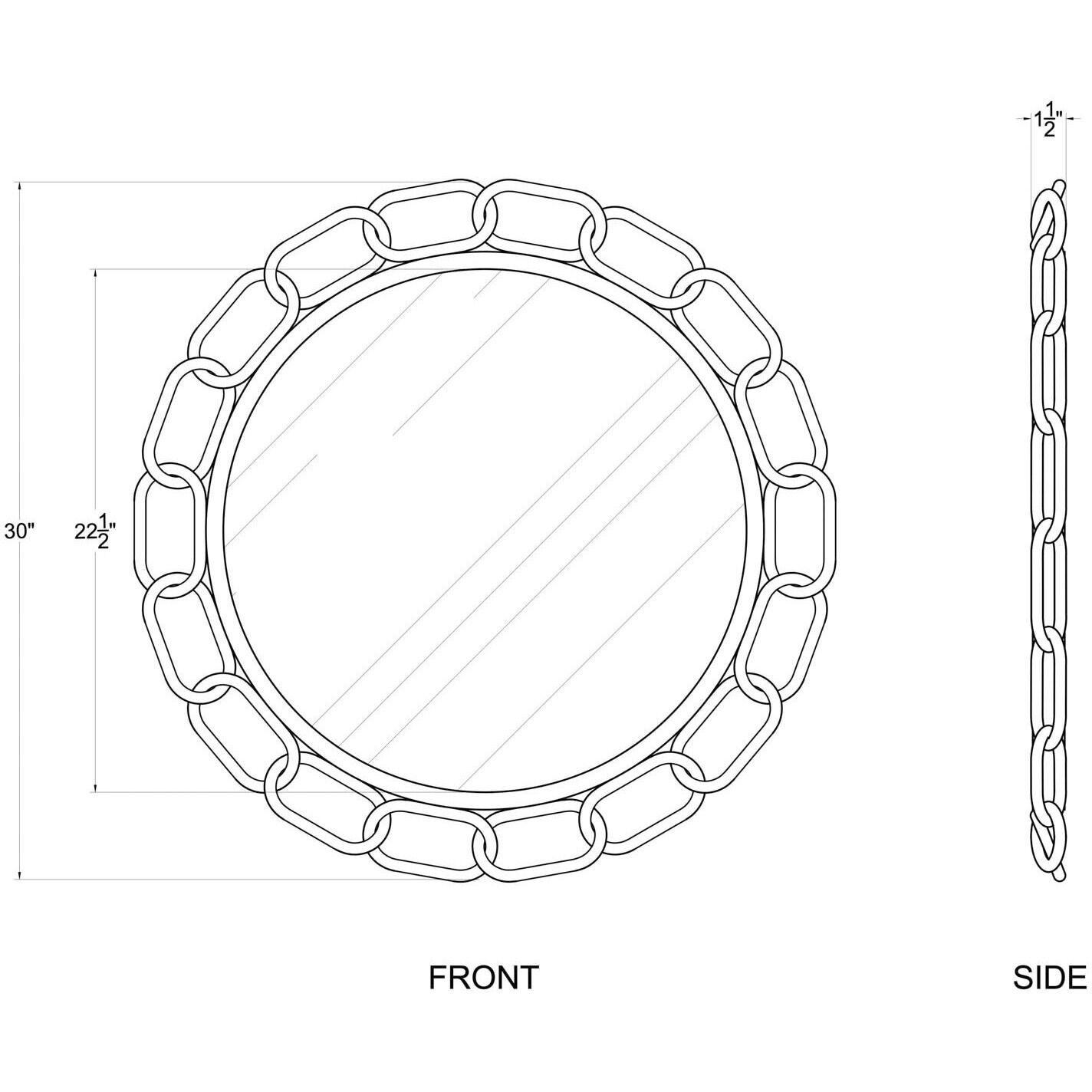 Chains of Love 30 X 30 inch Matte Black and Textured Silver Wall Mirror