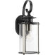 Squire 1 Light 15 inch Matte Black Outdoor Wall Lantern in Black and Stainless Steel, Small