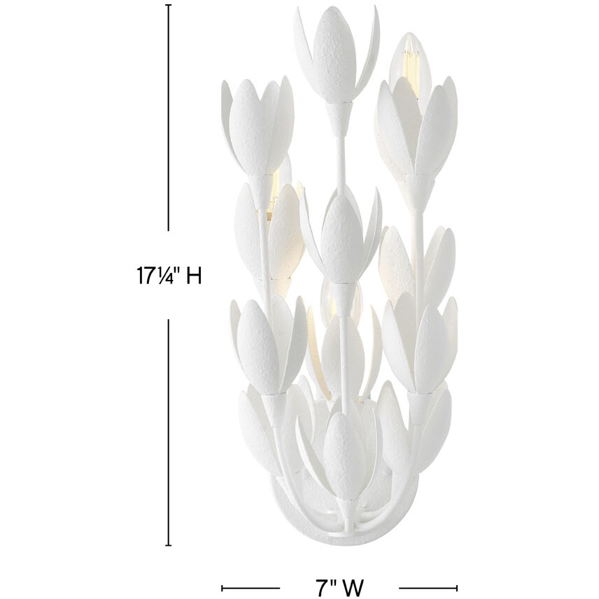 Lisa McDennon Flora 3 Light 7 inch Textured Plaster Sconce Wall Light, Sconce