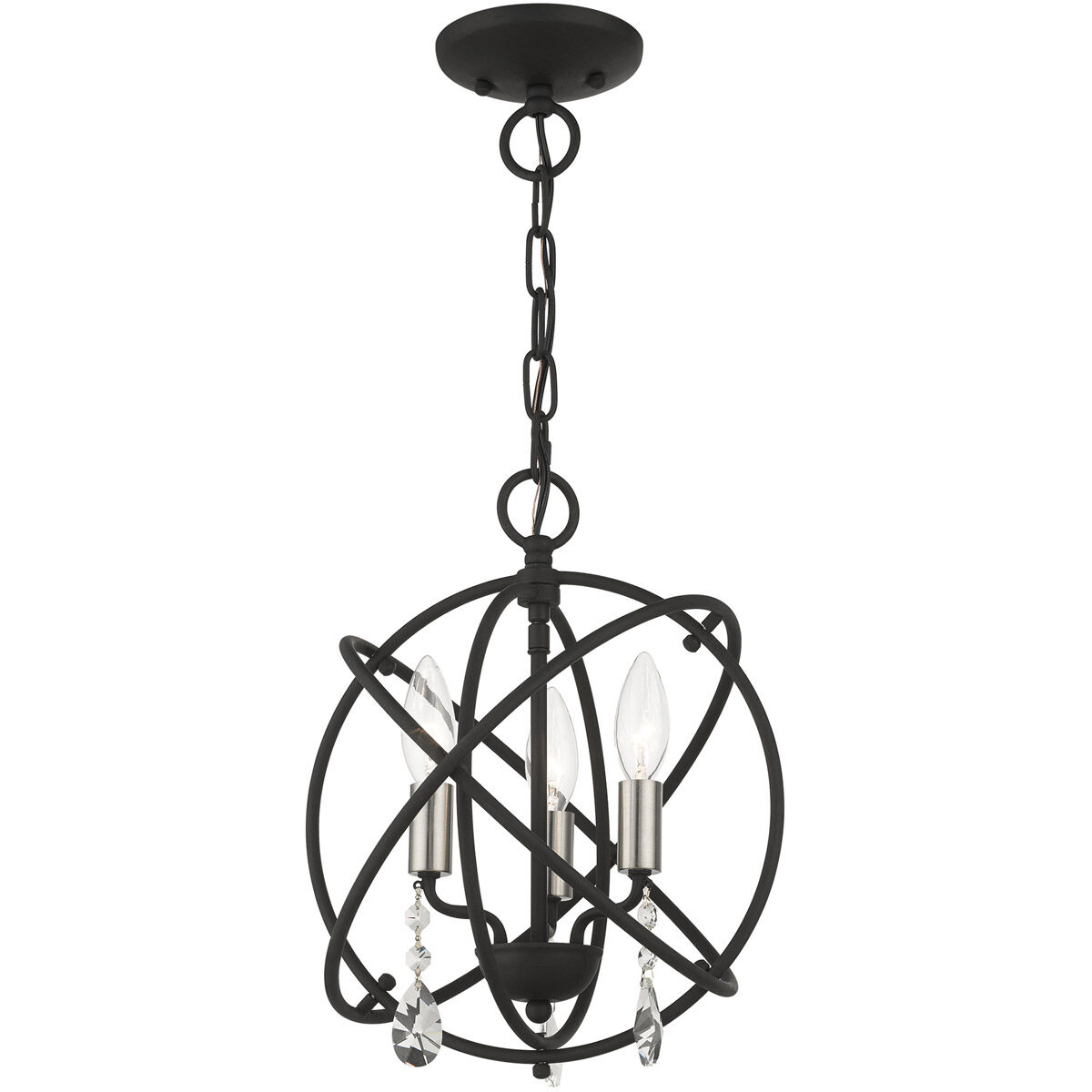 Aria 3 Light 12.63 inch Black Convertible Chandelier / Semi Flush Ceiling Light