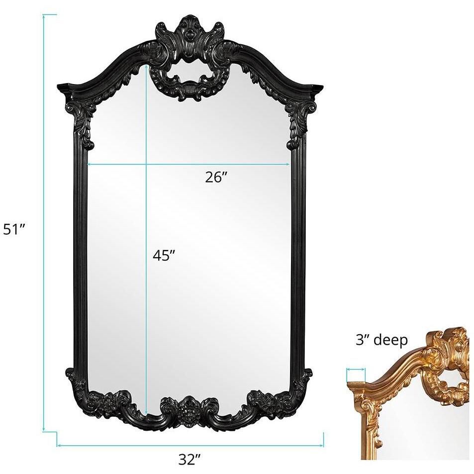 Roman 51 X 32 inch Black Wall Mirror 