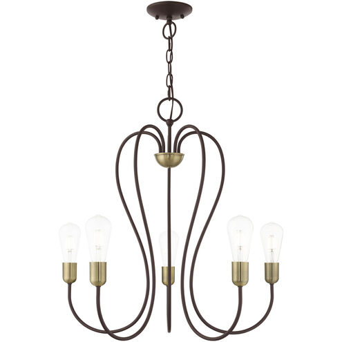 Lucerne 5 Light 24 inch Bronze with Antique Brass Accents Chandelier Ceiling Light
