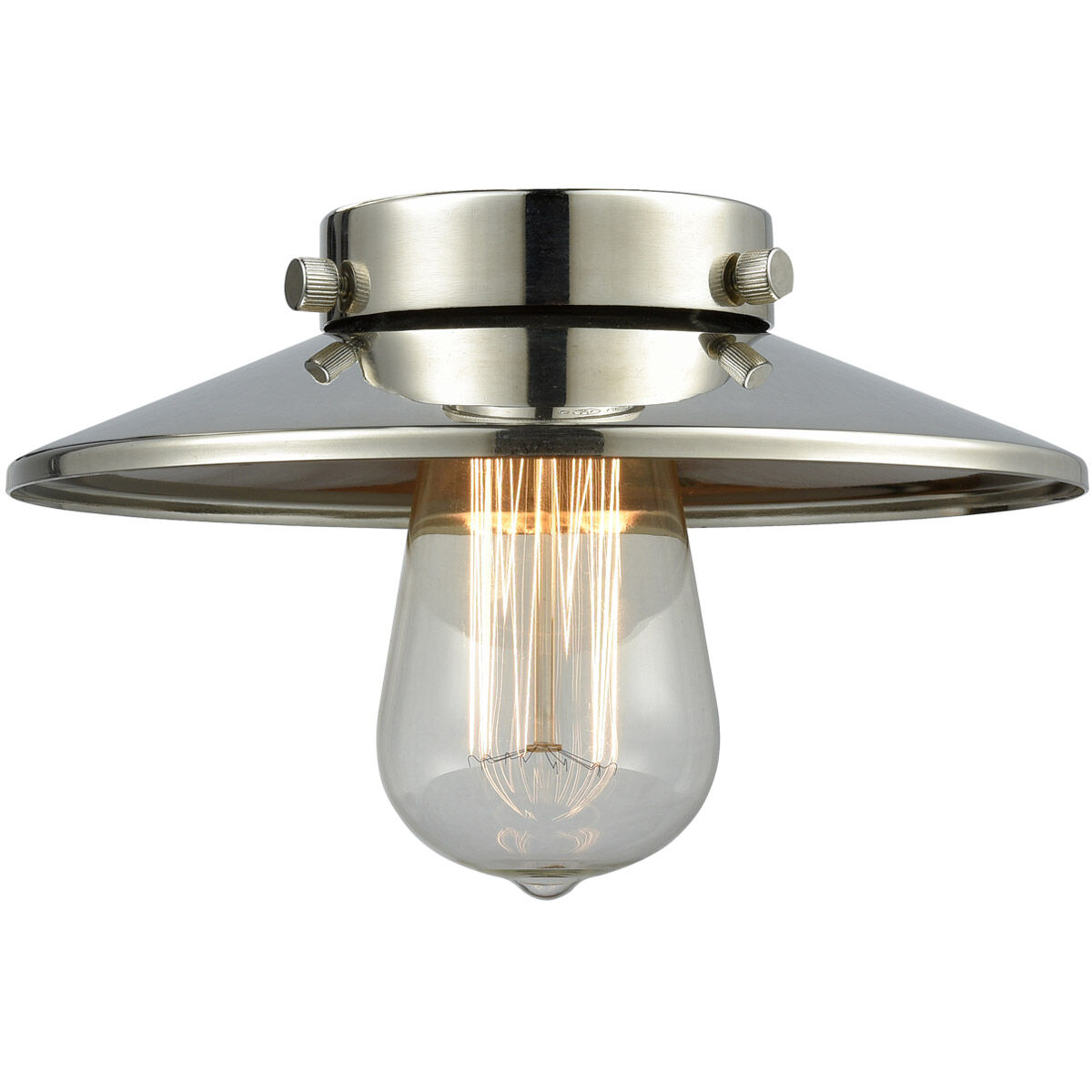 Railroad Polished Nickel 8 inch Metal Shade