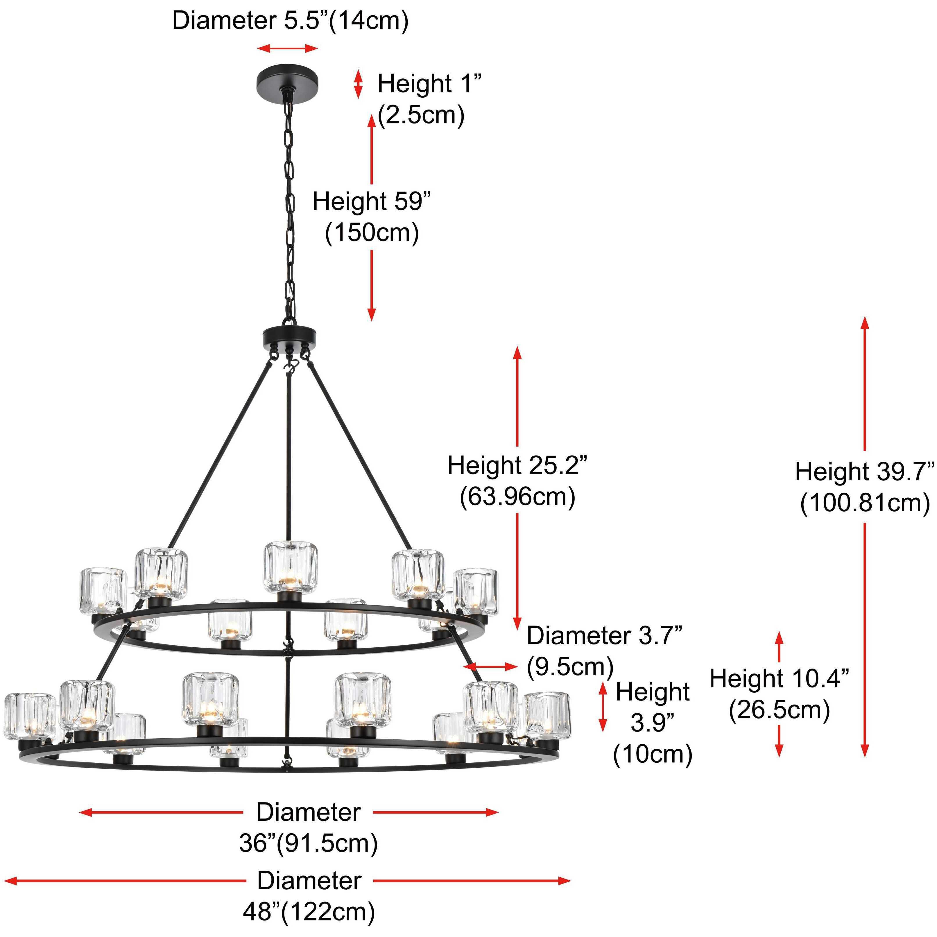 Cadence 21 Light 48 inch Black Chandelier Ceiling Light