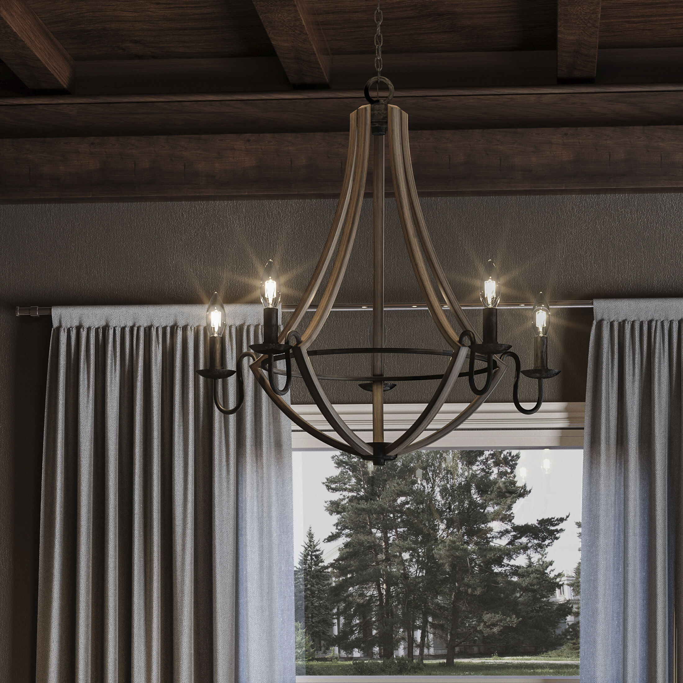 Quoizel SHR5005RK Shire 5 Light 27 inch Rustic Black Chandelier Ceiling  Light