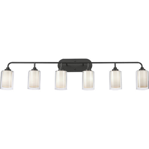 Auralume Fairbank 6 Light 48 inch Matte Black Bath Vanity Light Wall Light in Incandescent