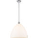 Ballston Dome LED 16 inch Polished Chrome Pendant Ceiling Light in Matte White Glass