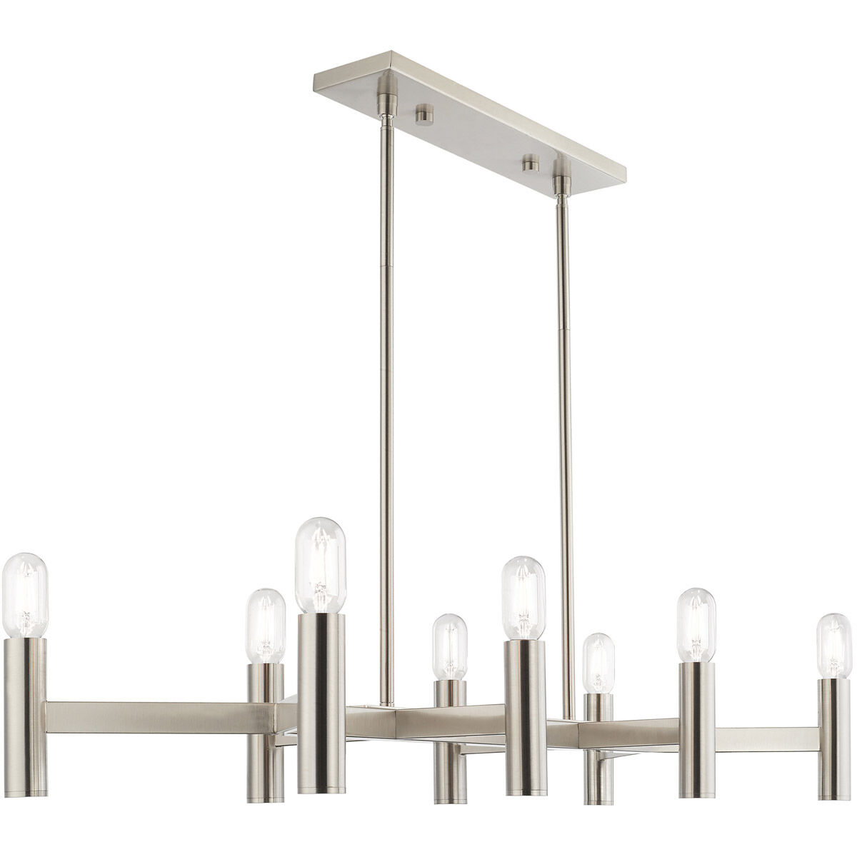 Copenhagen 8 Light 40 inch Brushed Nickel Linear Chandelier Ceiling Light