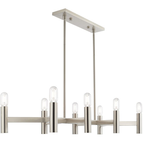 Copenhagen 8 Light 40 inch Brushed Nickel Linear Chandelier Ceiling Light
