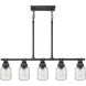 Somers 5 Light 42.88 inch Weathered Zinc Linear Pendant Ceiling Light in Seedy Glass