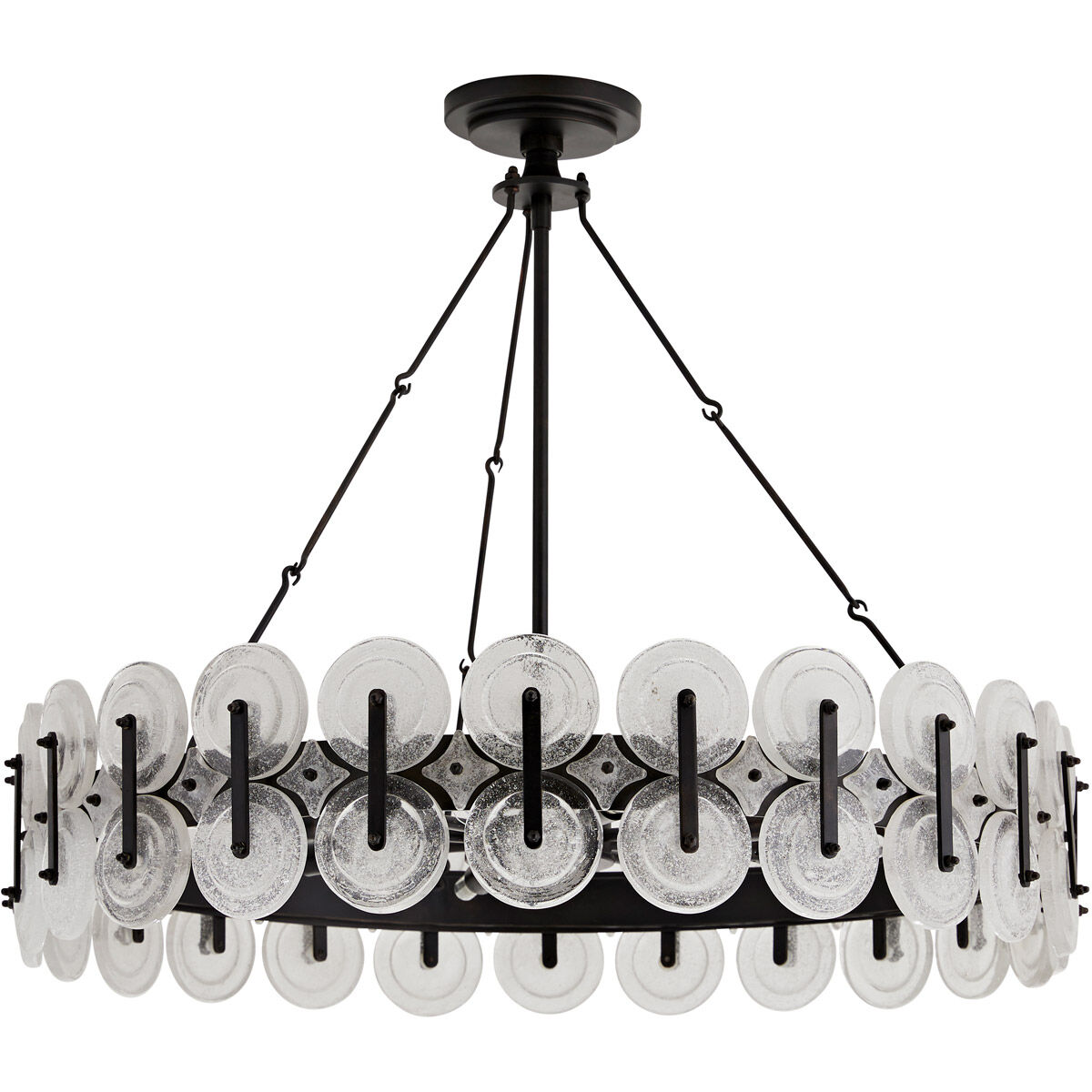 Rondelle 8 Light 31 inch Blackened Iron Chandelier Ceiling Light