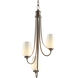 Flora 3 Light 15.8 inch Bronze Chandelier Ceiling Light in Opal