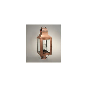 Livery 1 Light 19 inch Antique Copper Post Lamp in Clear Seedy Glass, One 75W Medium with Chimney