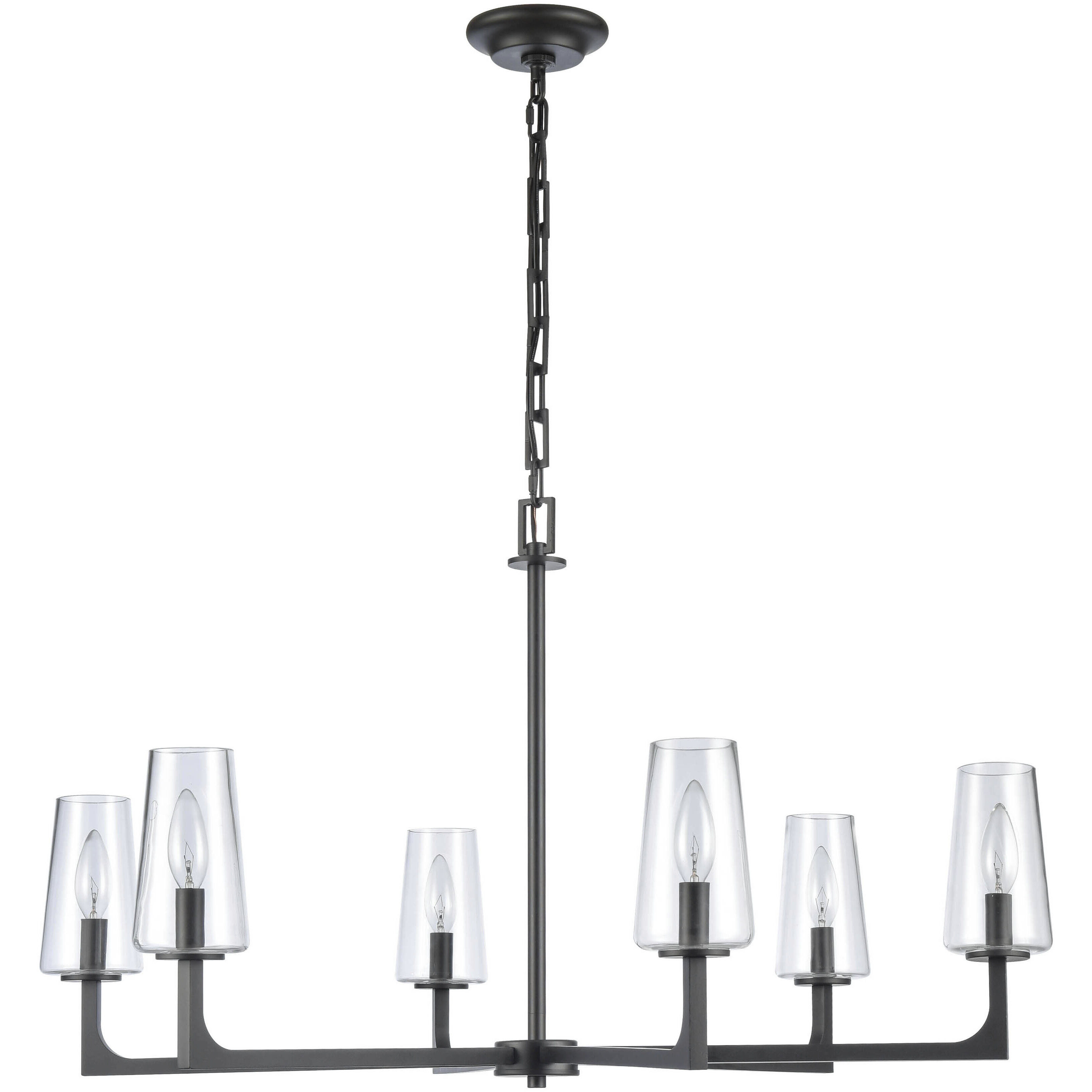 Fitzroy 6 Light 34 inch Matte Black Chandelier Ceiling Light