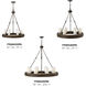 Cabot LED 24 inch Rustic Iron with Vintage Walnut Indoor Chandelier Ceiling Light