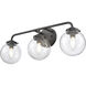 Fairbanks 3 Light 23.25 inch Matte Black Vanity Light Wall Light in Clear