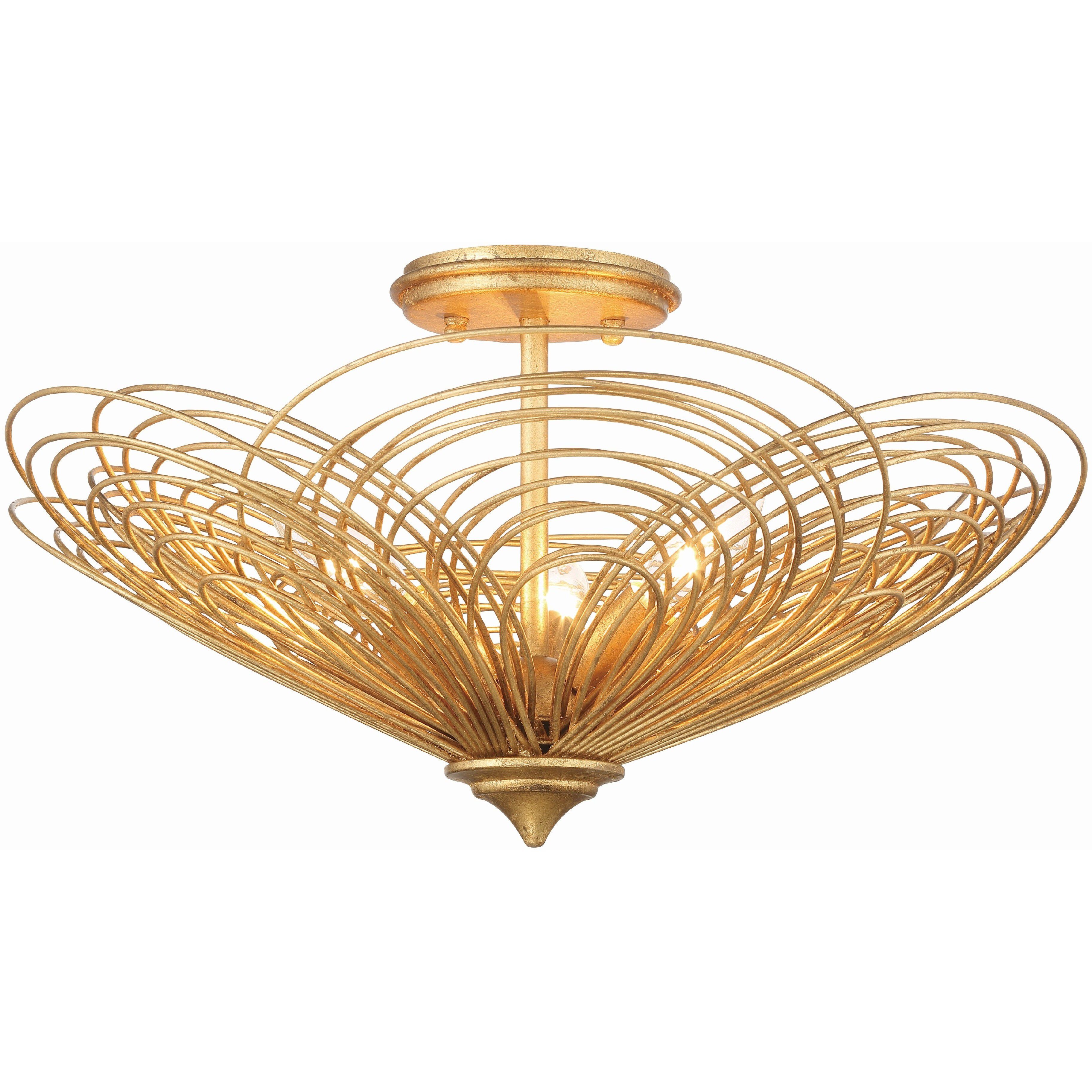 Doral 3 Light 19 inch Renaissance Gold Semi Flush Ceiling Light