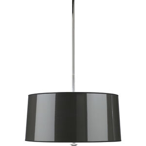 Penelope 3 Light 15 inch Polished Nickel Pendant Ceiling Light in Black Ceramik With Silver Mylar