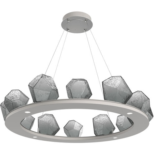 Gem LED 37.4 inch Beige Silver Chandelier Ceiling Light in 3000K LED, Metallic Beige Silver, Smoke, Ring