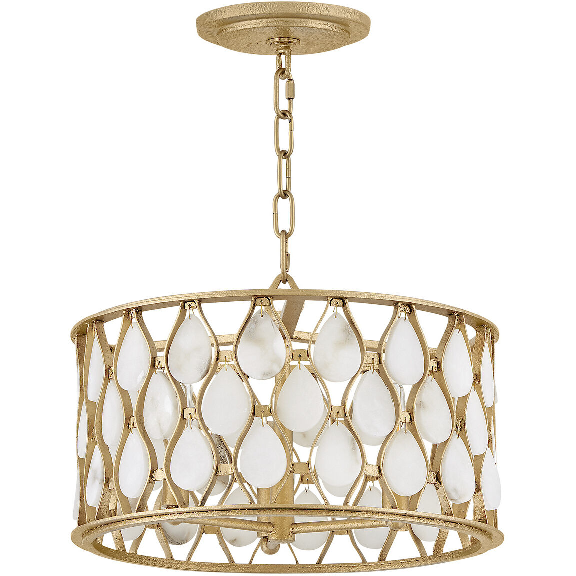 Estie 3 Light 16 inch Piastra Gold Semi-flush Mount Ceiling Light