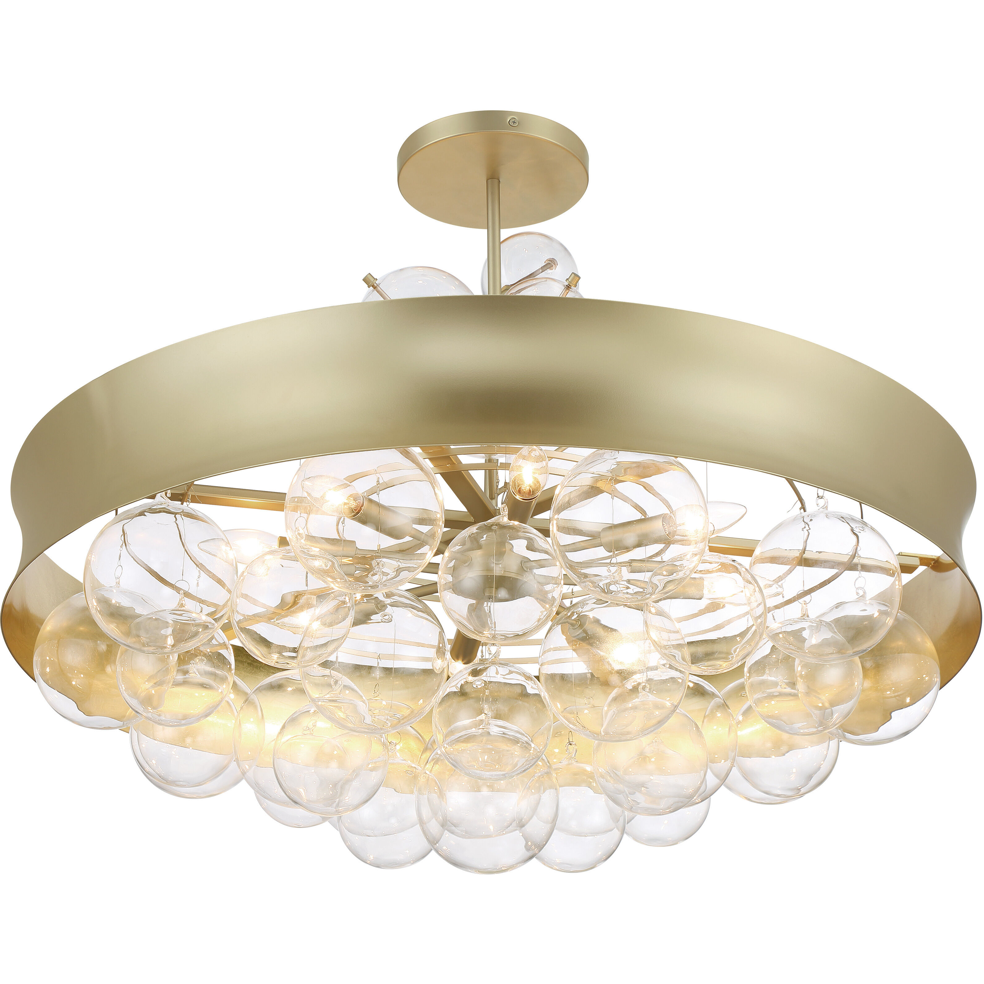 Verdi Square 8 Light 32 inch Soft Gold With Gold Leaf Convertible Pendant Ceiling Light